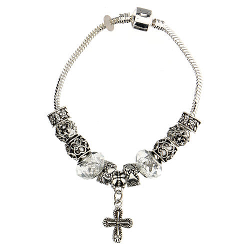 Bracciale decina con grani  8x10 mm cristallo trasparente 1