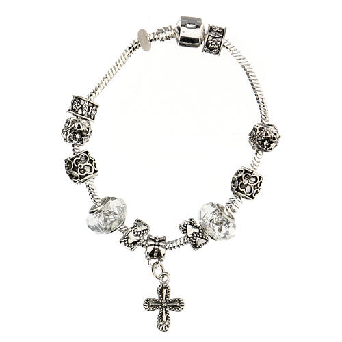 Bracciale decina con grani  8x10 mm cristallo trasparente 2
