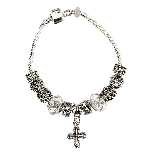 Bracciale decina con grani  8x10 mm cristallo trasparente 3