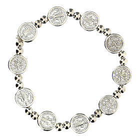 Single decade rosary bracelet with silver plated zamak medals