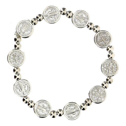 Single decade rosary bracelet with silver plated zamak medals 1