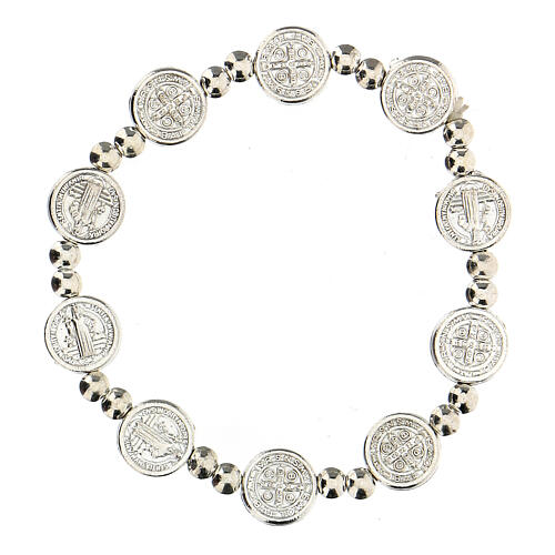 Single decade rosary bracelet with silver plated zamak medals 2