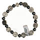 Single decade rosary bracelet with 7 mm hematite beads and zamak medals s1