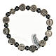 Single decade rosary bracelet with 7 mm hematite beads and zamak medals s2