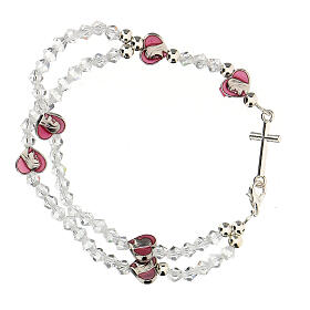 Elastic single decade rosary bracelet with crystal beads of 3 mm