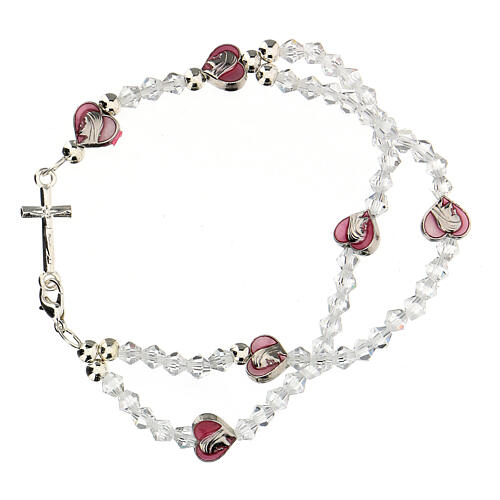 Elastic single decade rosary bracelet with crystal beads of 3 mm 1