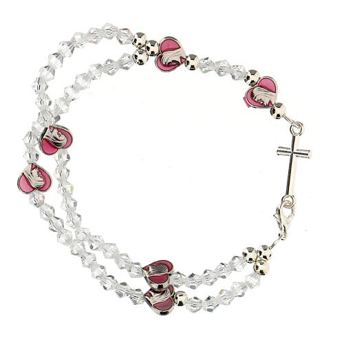 Elastic single decade rosary bracelet with crystal beads of 3 mm 2