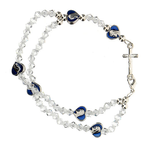 Elastic single decade rosary bracelet with 3 mm crystal beads 1