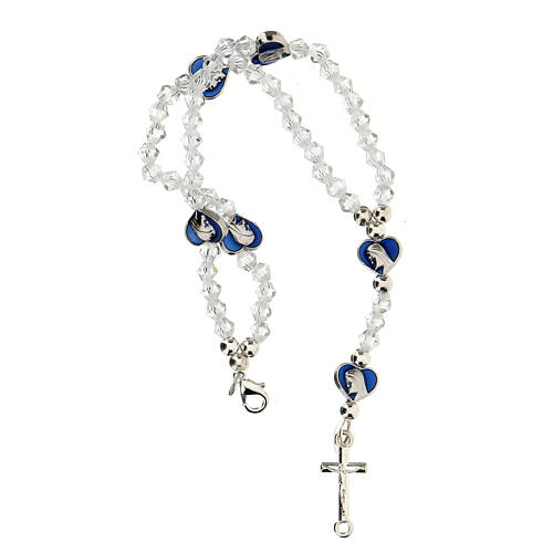 Elastic single decade rosary bracelet with 3 mm crystal beads 3