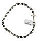 Single decade rosary bracelet with 3 mm hematite beads and cross s1