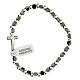 Single decade rosary bracelet with 3 mm hematite beads and cross s2