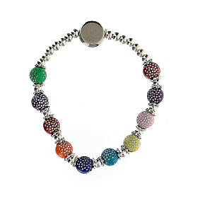 Single decade rosary bracelet with colourful plastic beads of 8x7 mm