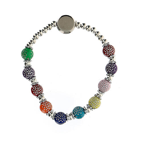 Single decade rosary bracelet with colourful plastic beads of 8x7 mm 2