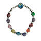 Single decade rosary bracelet with colourful plastic beads of 8x7 mm s1