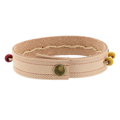 Armband aus rosa Echtleder mit missionarischem Zehner 5