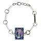 Bracelet with lilac enamelled Miraculous Medal, white bronze plated brass s1