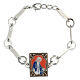 Bracelet with red enamelled Miraculous Medal, white bronze plated brass s1