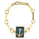 Bracelet with blue enamelled Miraculous Medal, white bronze plated brass s1