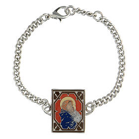 Armband aus Kupfer silber Maria mit dem Jesuskind, rot