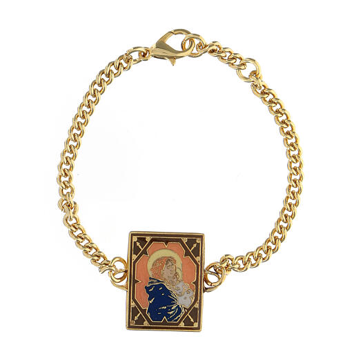 Madonna and Child bracelet with orange copper enamel and gilt 1