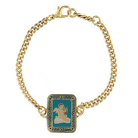 Armband aus Kupfer gold mit Engelsmotiv, türkis
