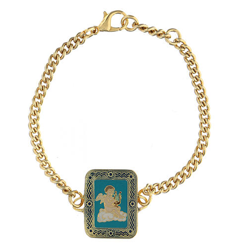 Armband aus Kupfer gold mit Engelsmotiv, türkis 1