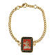 Copper bracelet with gilt enamelled angel medal red s1
