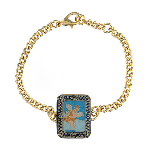 Armband aus Kupfer gold nickelfrei mit Engelsmotiv, blau 1