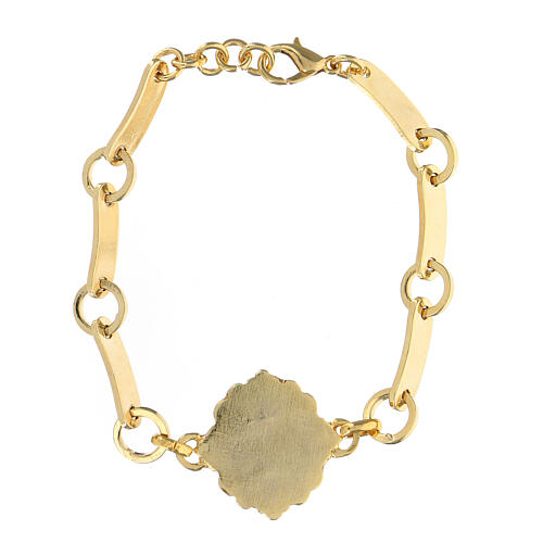 Pulseira pomba esmalte vermelho latão dourado 2