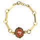 Red enameled dove bracelet in golden brass s1