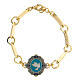 Armband aus Messing gold mit Taubenmotiv, blau s1