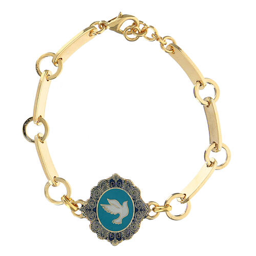 Bracelet dove blue enamel golden brass 1