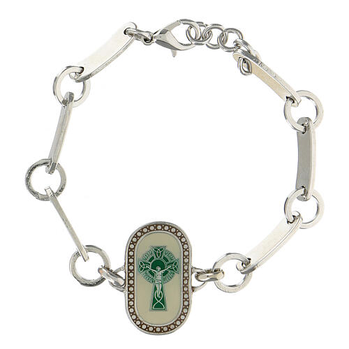 Pulsera medalla cruz céltica esmaltada latón 1