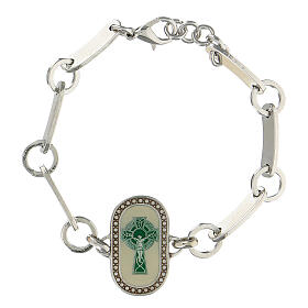 Bracelet médaille croix celtique émaillée laiton