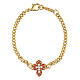 Bracelet red strass enameled cross golden brass s1