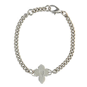 Bracelet with black strass cross in whit bronzed copper