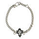 Bracelet with black strass cross in whit bronzed copper s1