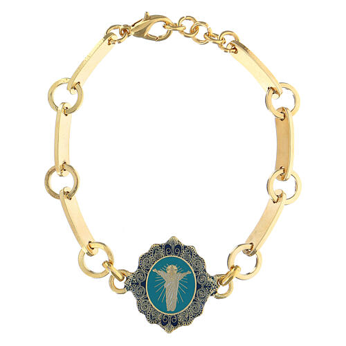 Bracelet Christ Ressuscité bleu laiton doré 1