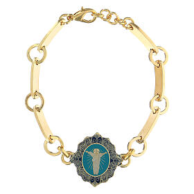Risen Christ blue bracelet in golden brass