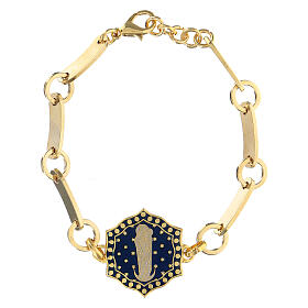 Armband aus Messing gold Maria mit dem Jesuskind, blau