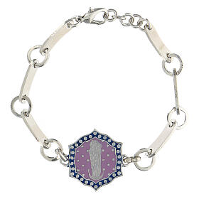 Bracciale medaglia lilla Madonna Bambino ottone