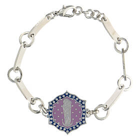 Mary and Child medal bracelet in brass lilac