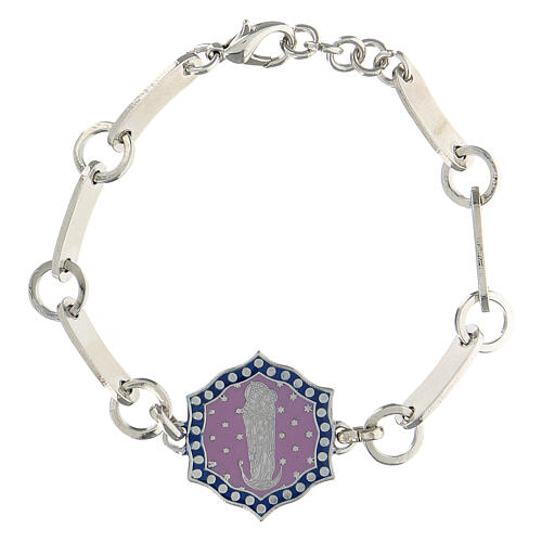 Mary and Child medal bracelet in brass lilac 1