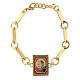 Bracelet Padre Pio red background golden brass s1