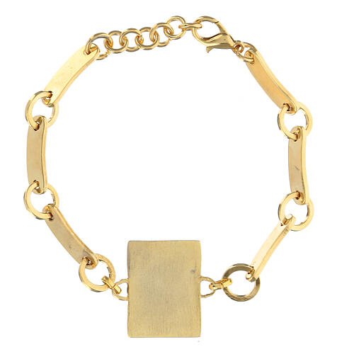 Bracelet Padre Pio green enamel golden brass 2
