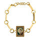 Padre Pio bracelet green enamel golden brass s1