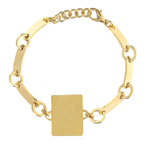 White Padre Pio medal bracelet in golden brass 2