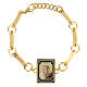 White Padre Pio medal bracelet in golden brass s1