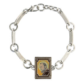 Bracelet émail orange Padre Pio laiton