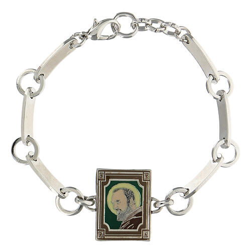 Padre Pio bracelet white bronzed brass  1